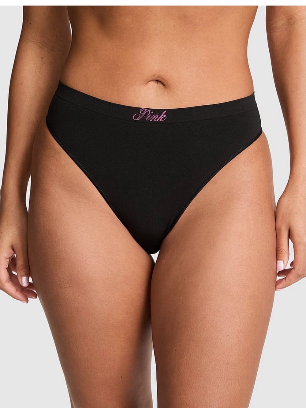 PINK Seamless Brazilian Panty in Black